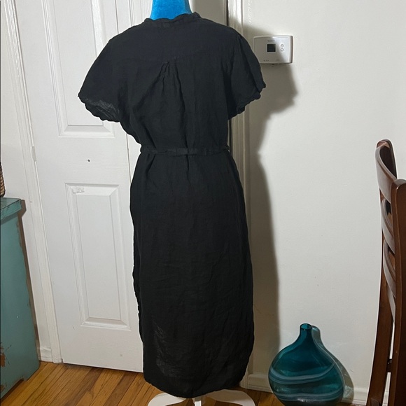 Marche Linen Button Down Dress Black Women’s Medium - Picture 5 of 8